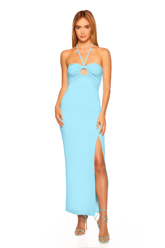 ring front slit dress